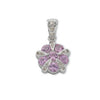9ct White Gold Diamond & Pink Sapphire Cluster / Flower Pendant TGC-DPD0278