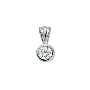 18ct White Gold 0.15ct Rubover Set Diamond Pendant TGC-DPD0294