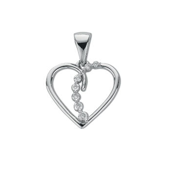 9ct White Gold 0.10ct Diamond Heart Pendant TGC-DPD0326