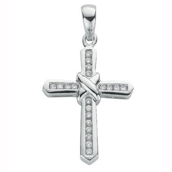 9ct White Gold 0.25ct Diamond Cross TGC-DPD0035