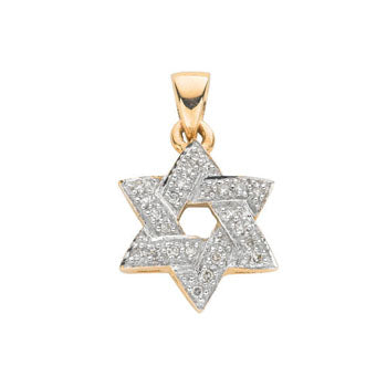 9ct Yellow Gold 0.15ct Diamond Star of David Pendant TGC-DPD0059