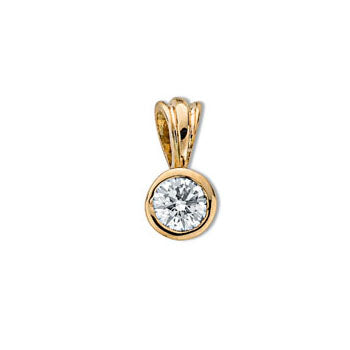 18ct Yellow Gold 0.15ct Rubover Set Diamond Pendant TGC-DPD0006