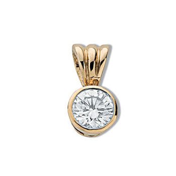 18ct Yellow Gold 0.50ct Rubover Set Diamond Pendant TGC-DPD0008