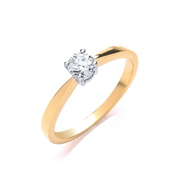 18ct Yellow Gold 0.35ct Diamond Engagement Ring TGC-DR0009