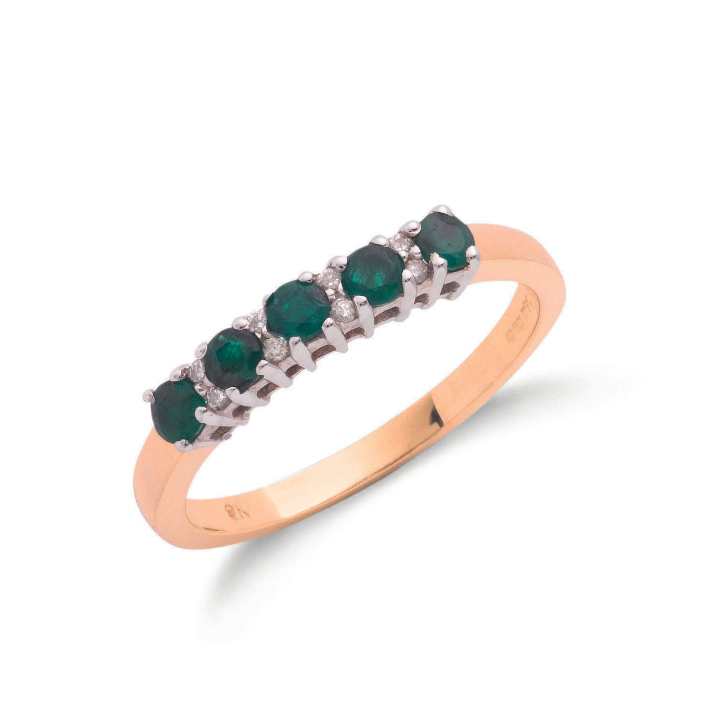 9ct Yellow Gold Diamond & Emerald Eternity Ring TGC-DR0034