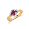 9ct Yellow Gold Diamond & Ruby Cluster Ring TGC-DR0054