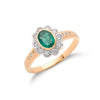 18ct Yellow Gold Diamond & Emerald Cluster Ring TGC-DR0098