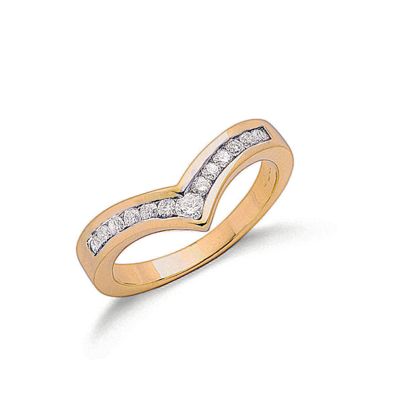 9ct Yellow Gold 0.25ct Diamond Wishbone Ring TGC-DR0296