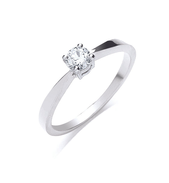Platinum 0.25ct G/H-Si Diamond Engagement Ring TGC-DR0358