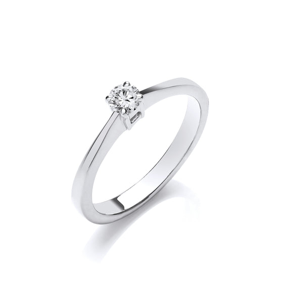 9ct White Gold 0.15ct Diamond Engagement Ring TGC-DR0390
