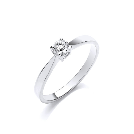 9ct White Gold 0.25ct Diamond Engagement Ring TGC-DR0391