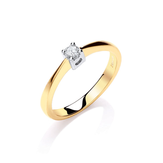 9ct Yellow Gold 0.15ct Diamond Engagement Ring TGC-DR0614