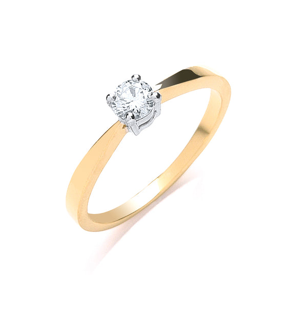 9ct Yellow Gold 0.25ct Diamond Engagement Ring TGC-DR0615
