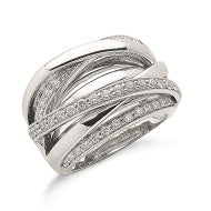 9ct White Gold 1.00ct Diamond Crossover Ring TGC-DR0623