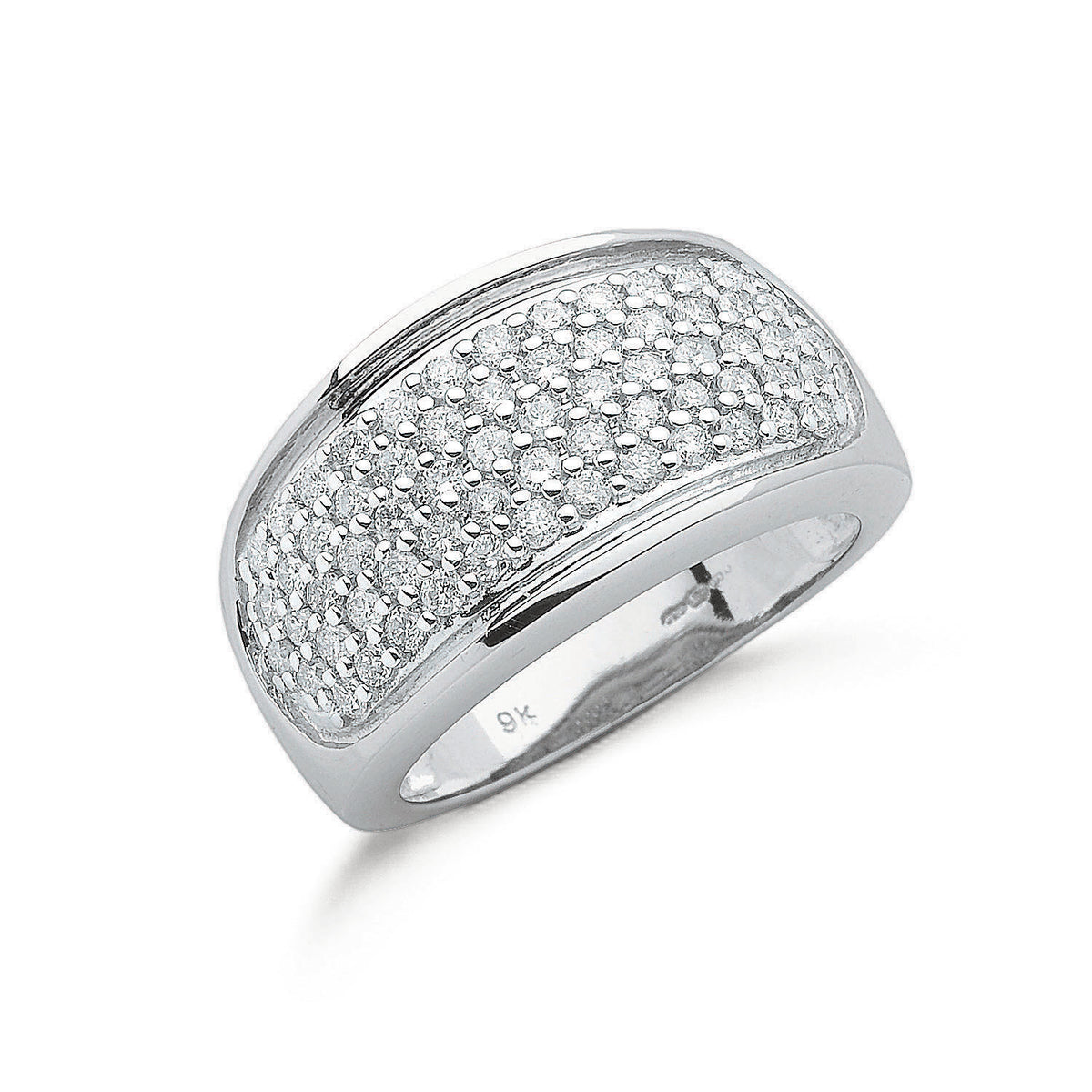 9ct White Gold 1.00ct Diamond Bombay Ring TGC-DR0713