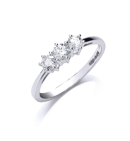 Platinum 0.50ct G/H-Vs Brilliant Cut Diamond Trilogy Ring TGC-DR0717