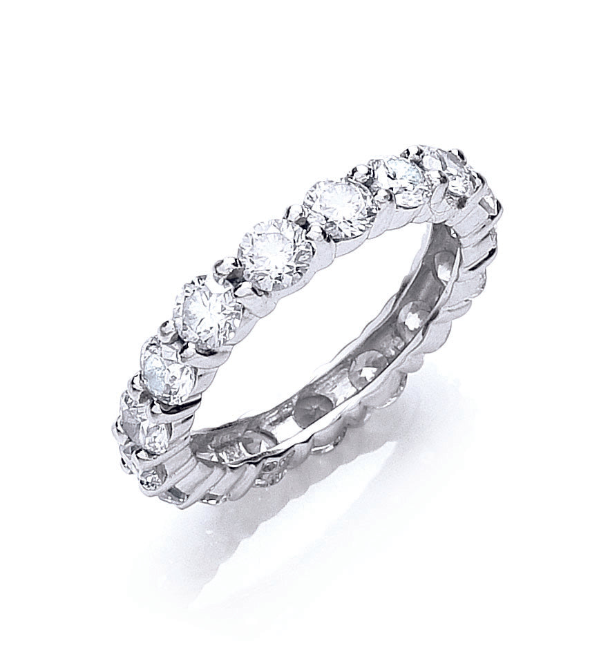 18ct White Gold 3.00ct Full Diamond Eternity Ring TGC-DR0720