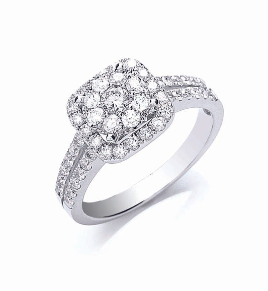 18ct White Gold 0.90ct Fancy Diamond Ring TGC-DR0739