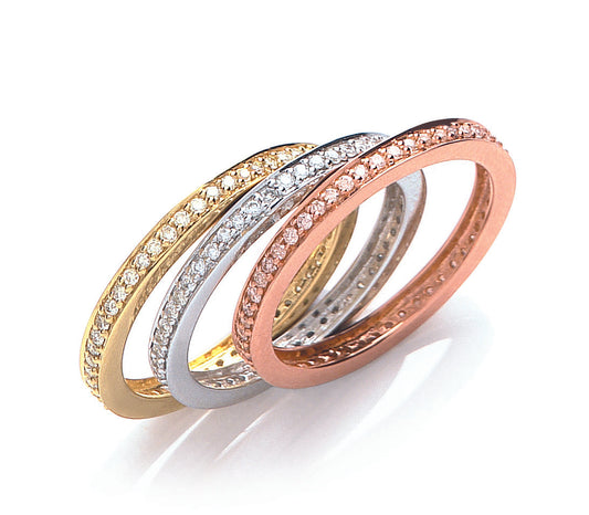 18ct 3 Colour Set Of 3 Diamond Rings  TGC-DR0749