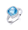 9ct White Gold Diamond & Blue Topaz Ring TGC-DR0750