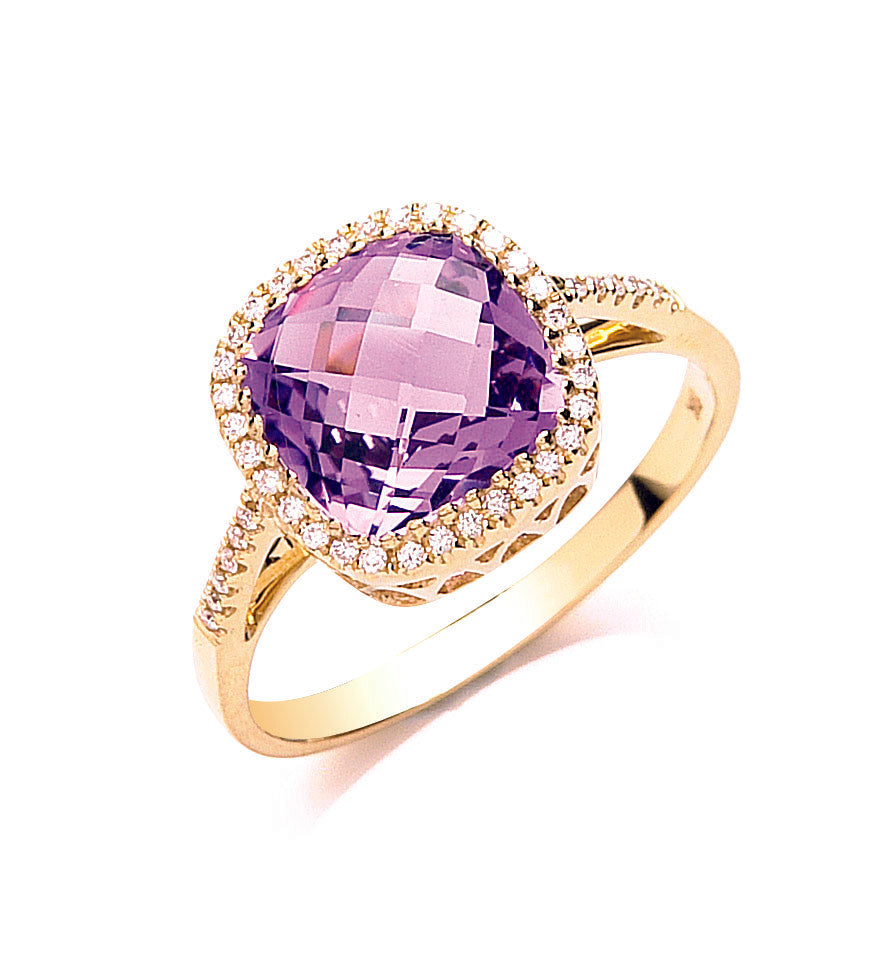 9ct White Gold Diamond & Amethyst Ring TGC-DR0751