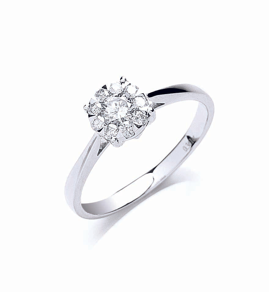 18ct White Gold 0.33ct Illusion Set Diamond Ring TGC-DR0755