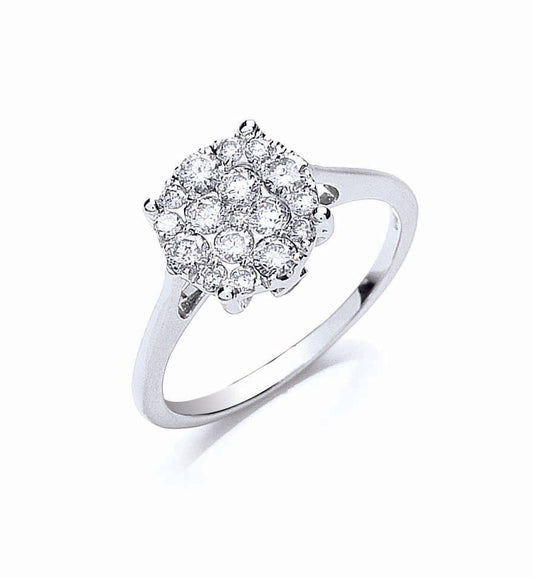 18ct White Gold 0.50ct Cluster Diamond Ring TGC-DR0763