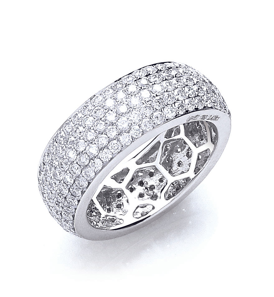 18ct White Gold 2.40ct Pave Set Full Eternity Ring TGC-DR0767