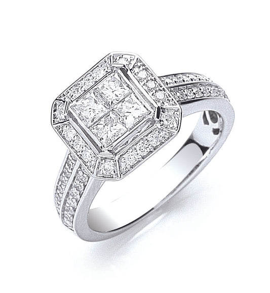 18ct White Gold 1.00ct Diamond Ring TGC-DR0768