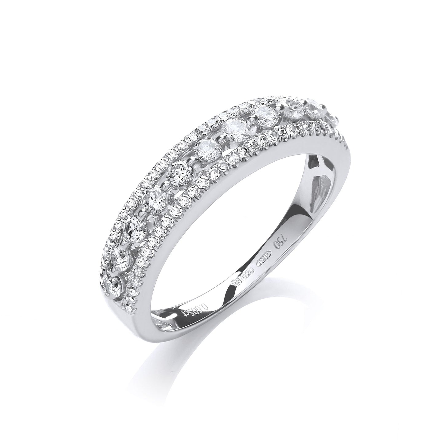 18ct White Gold 0.65ctw Diamond Half Eternity Ring TGC-DR0790