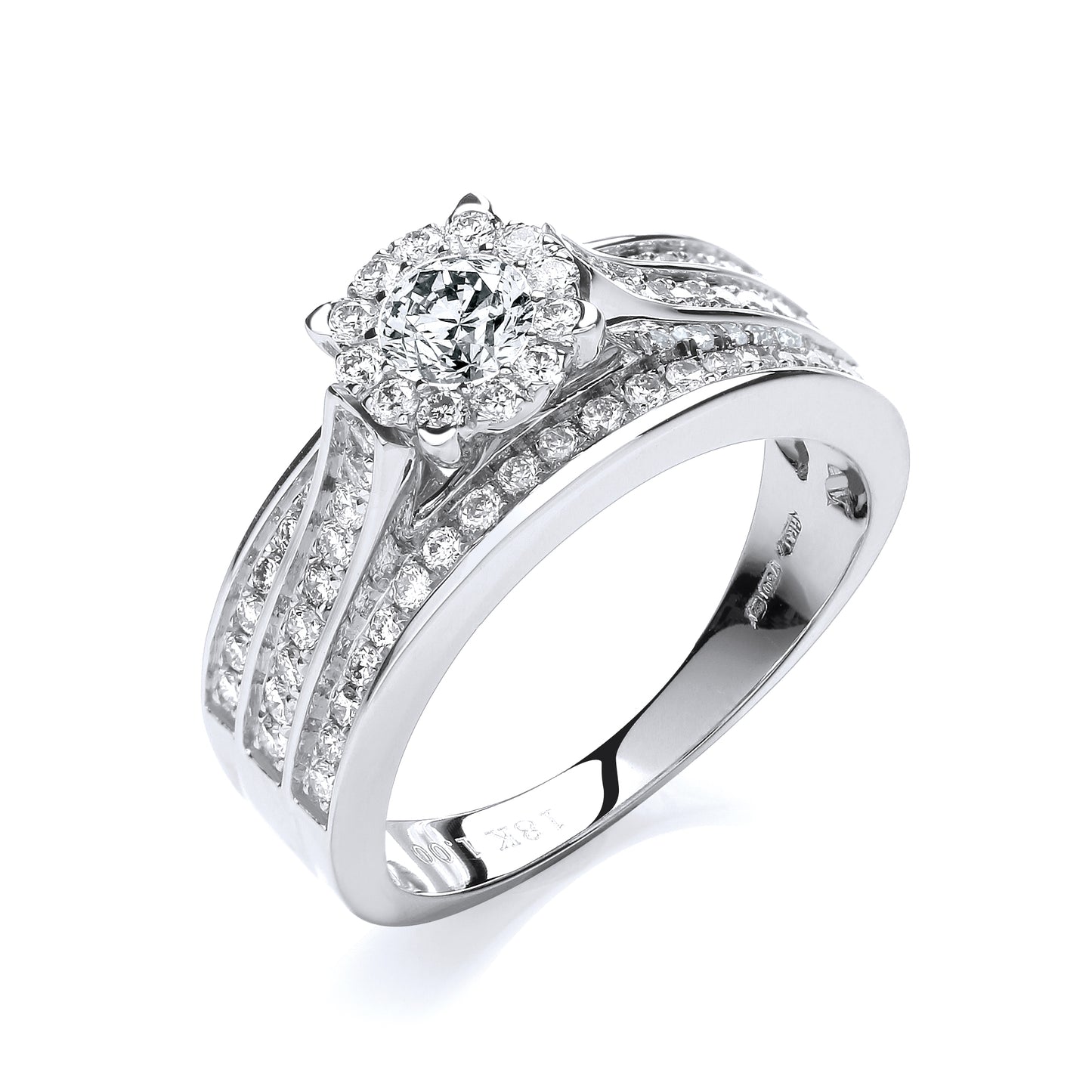 18ct White Gold 1.00ct Diamond Dress Ring TGC-DR0795