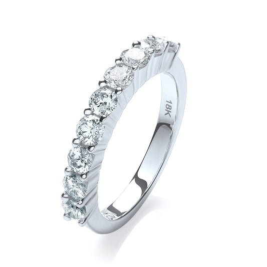 18ct White Gold  1.00ctw Diamond Half Eternity Ring TGC-DR0798