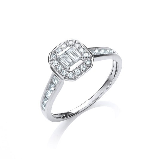 18ct White Gold 0.55ct Diamond Dress Ring TGC-DR0799