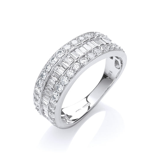18ct White Gold  D.1.00ctw Diamond Half Eternity Ring TGC-DR0800