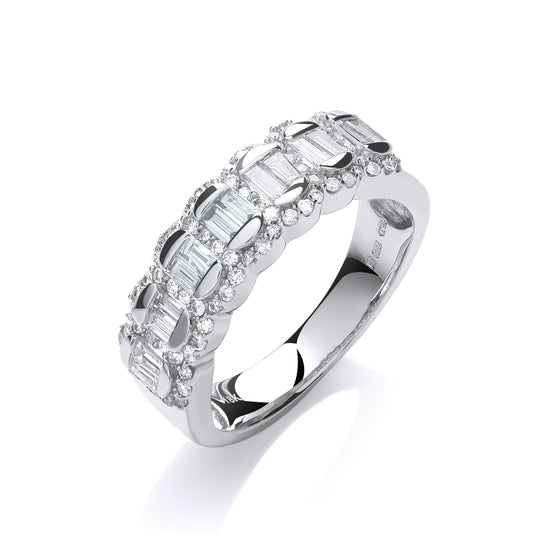 18ct White Gold  0.75ctw Diamond Half Eternity Ring TGC-DR0804
