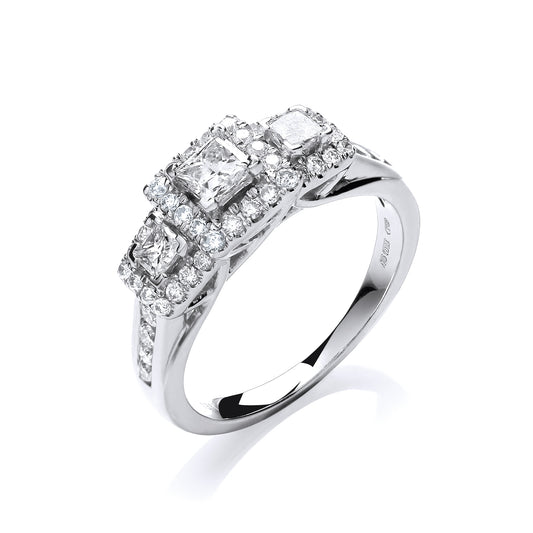 18ct White Gold 1.00ct Diamond Dress Ring TGC-DR0807