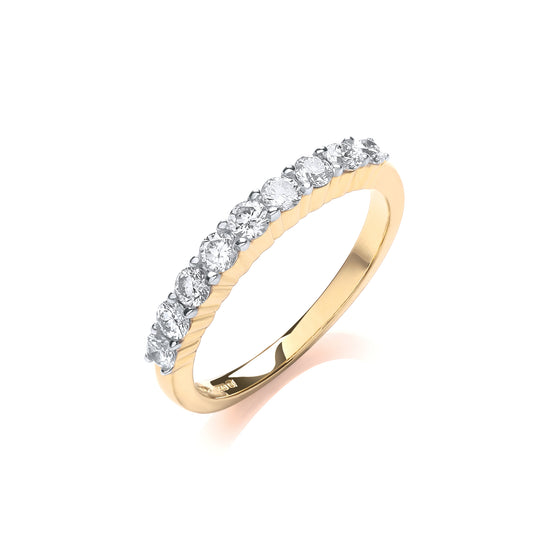 18ct Yellow Gold 0.50ctw Diamond Half Eternity Ring TGC-DR0811