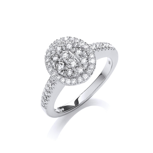 18ct White Gold 0.50ct Diamond Dress Ring TGC-DR0812