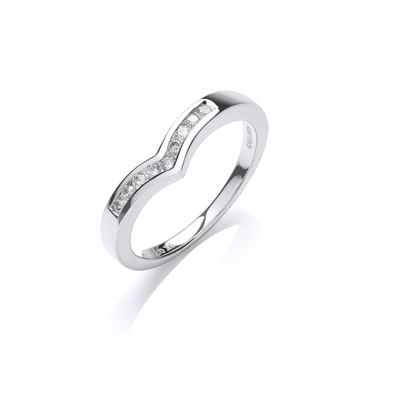9ct White Gold 0.15ct Diamond Wishbone Ring TGC-DR0819