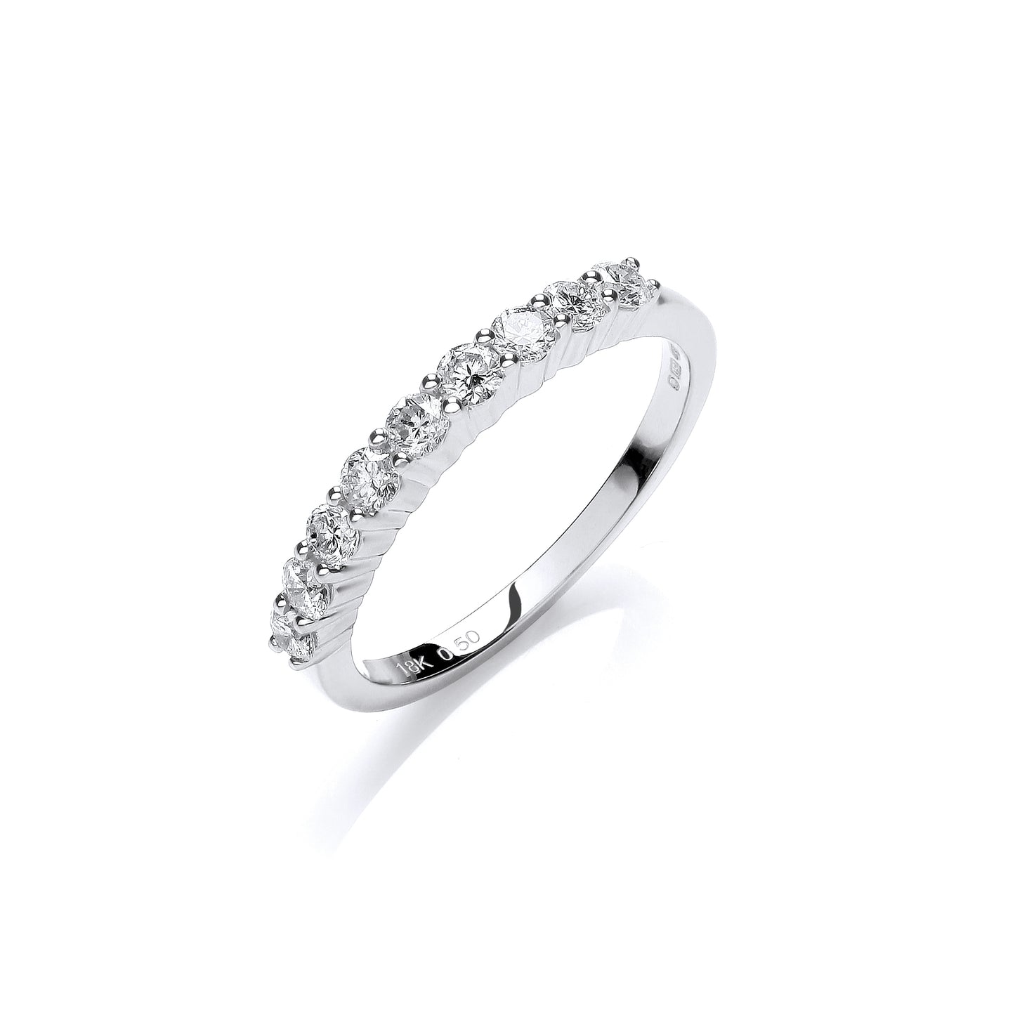 18ct White Gold 0.50ctw Diamond Half Eternity Ring TGC-DR0820