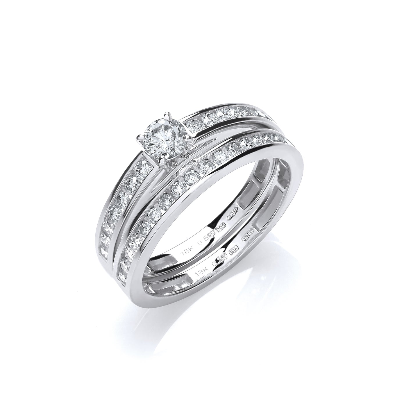 18ct White Gold  0.75ct Bridal Set Rings TGC-DR0824