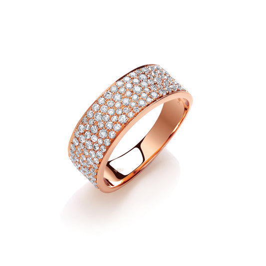 18ct Rose Gold 0.60ct Pave Set Ring TGC-DR0831