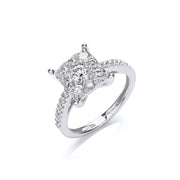 18ct White Gold 1.00ct H-SI Cluster Ring TGC-DR0832
