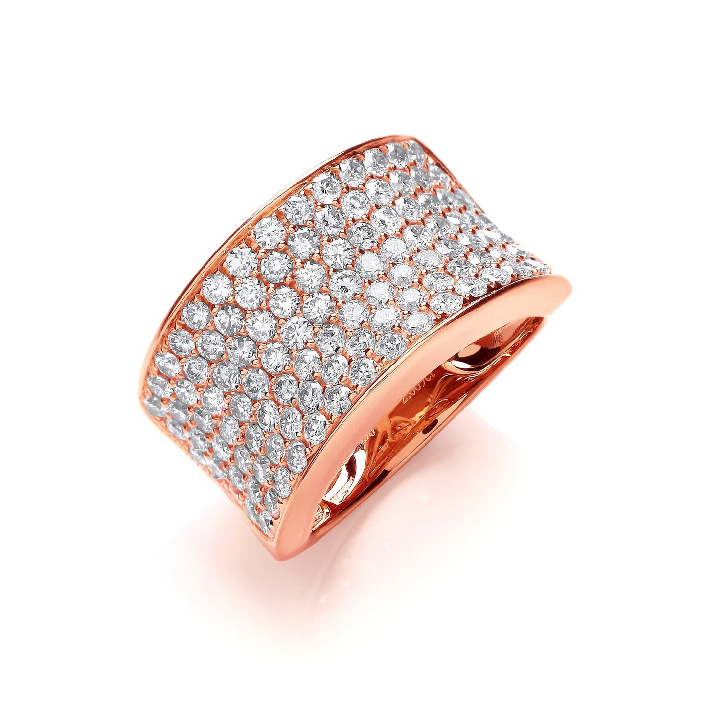 18ct Rose Gold 2.00ct Pave Set Ring TGC-DR0833