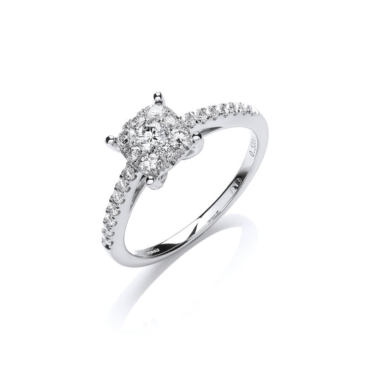 18ct White Gold 0.50ct H-SI Dress Ring TGC-DR0837