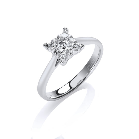 18ct White Gold 0.30ct H-SI Engagement Ring TGC-DR0838