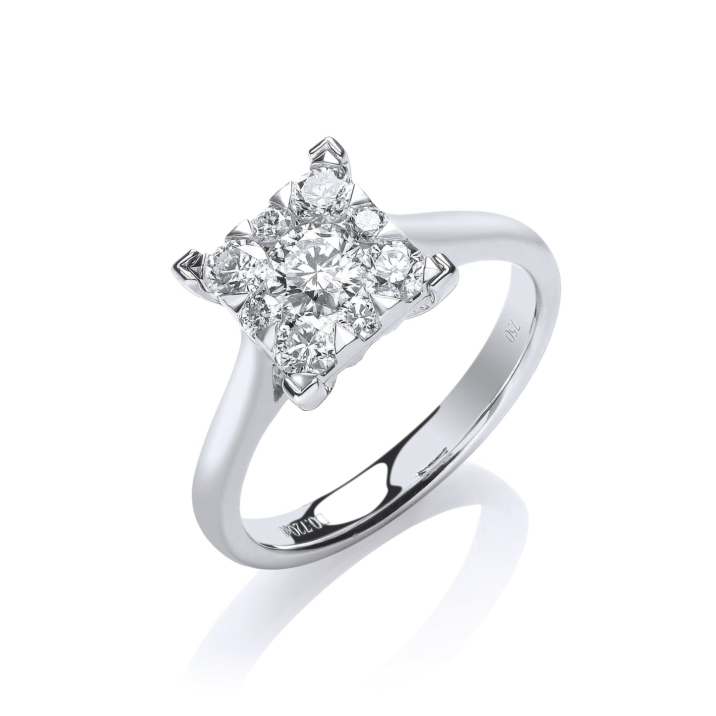 18ct White Gold 0.70ct H-SI Engagement Ring TGC-DR0839