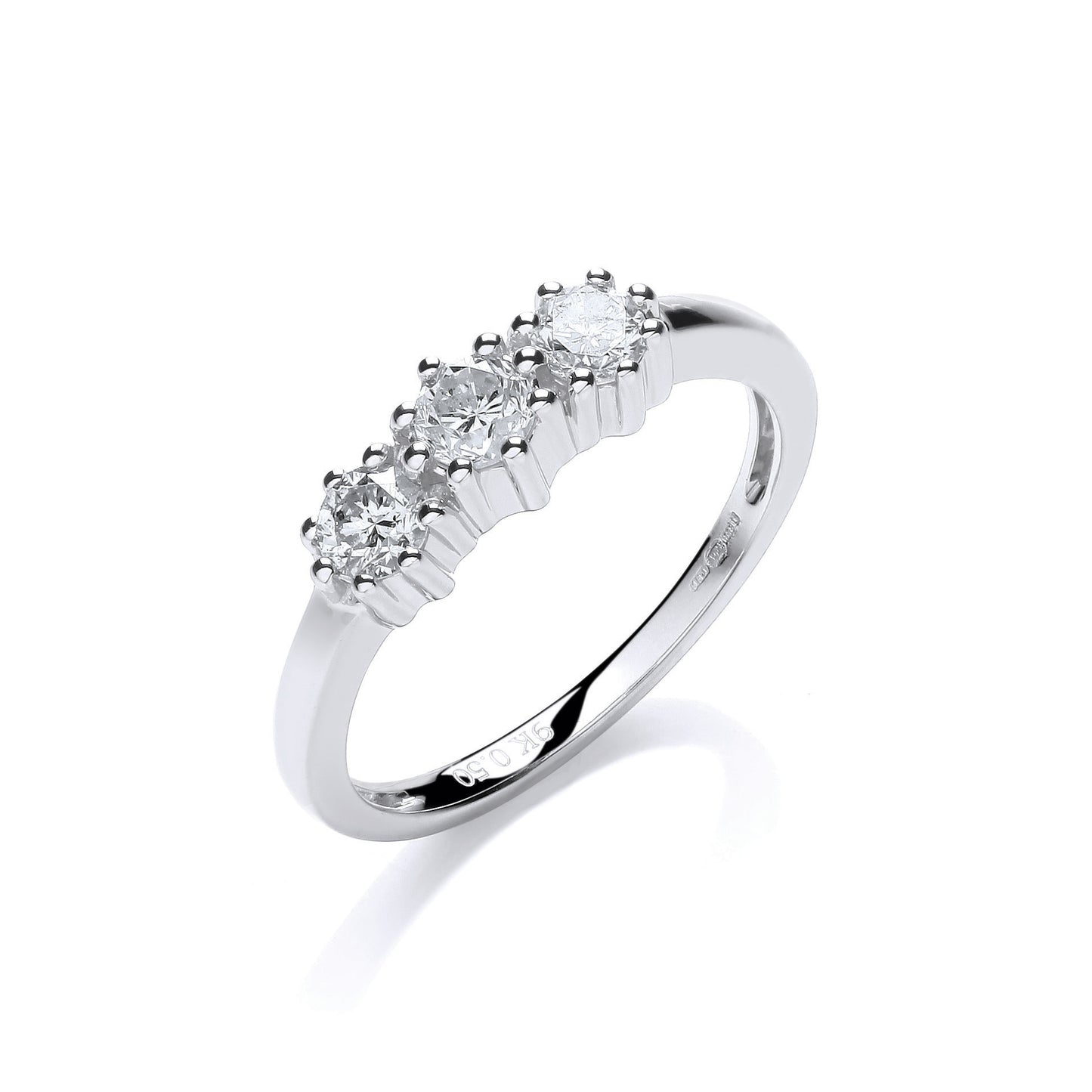 9ct White Gold 0.50ct Diamond Trilogy Ring TGC-DR0846