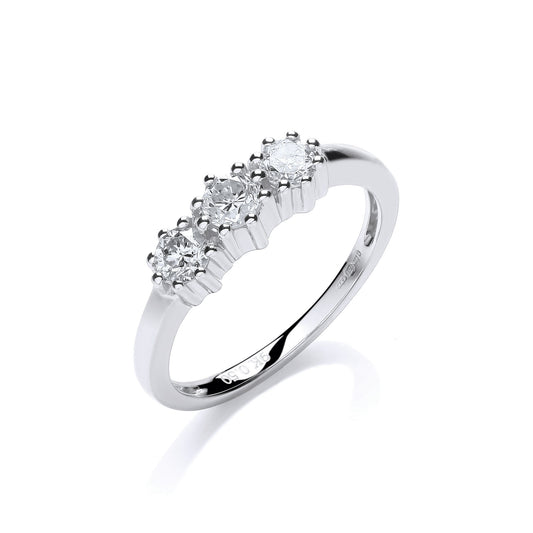 9ct White Gold 0.50ct Diamond Trilogy Ring TGC-DR0846