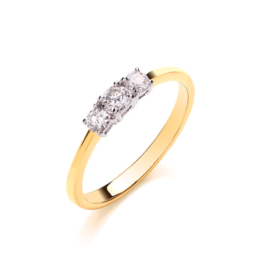 18ct Yellow Gold 0.33ctw Diamond Trilogy Ring TGC-DR0851